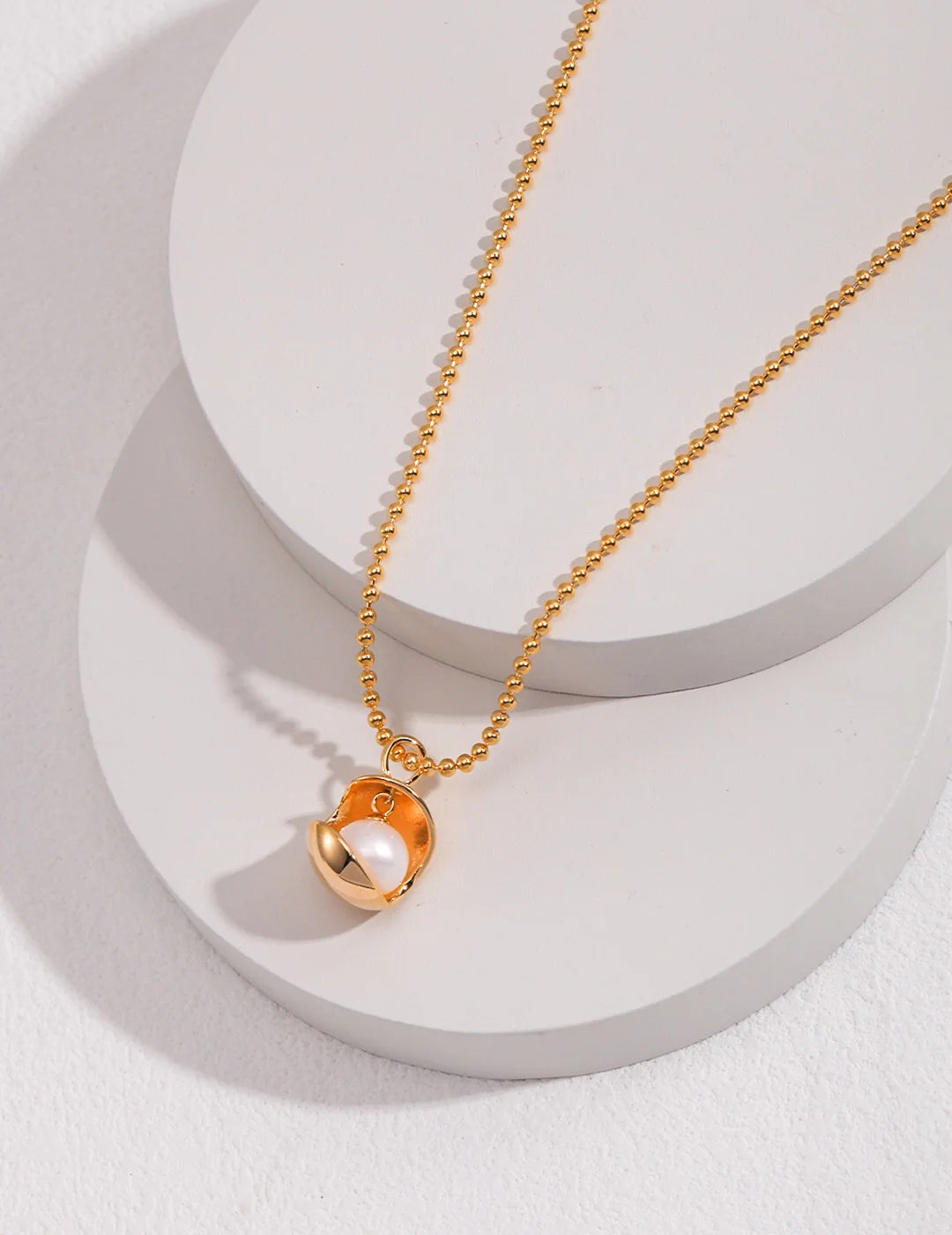 Open Ball Pearl Bead Necklace