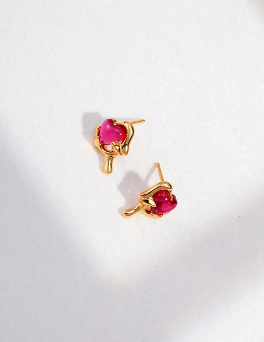 Liquid Water Flow Shaped Zircon Earrings