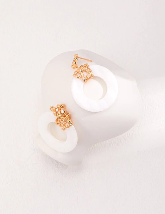 Hollow round Shell Drop Earrings