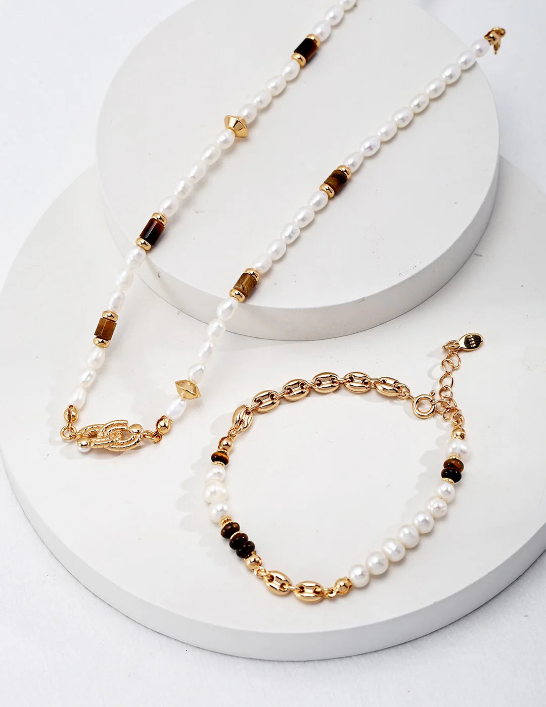 Natural Tiger with Freshwater Pearl Bracelet