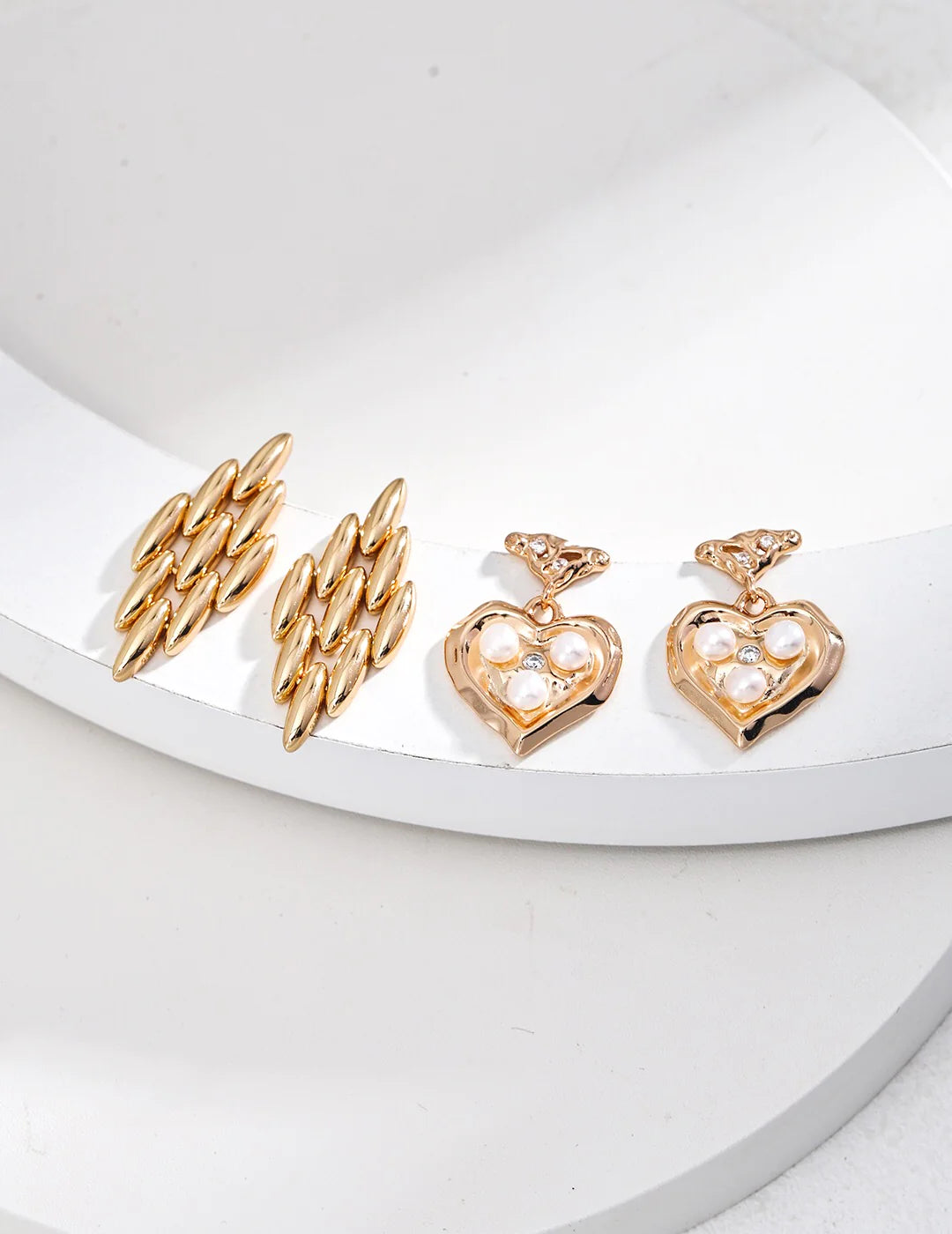 Heart Freshwater Pearl Dangle Earrings