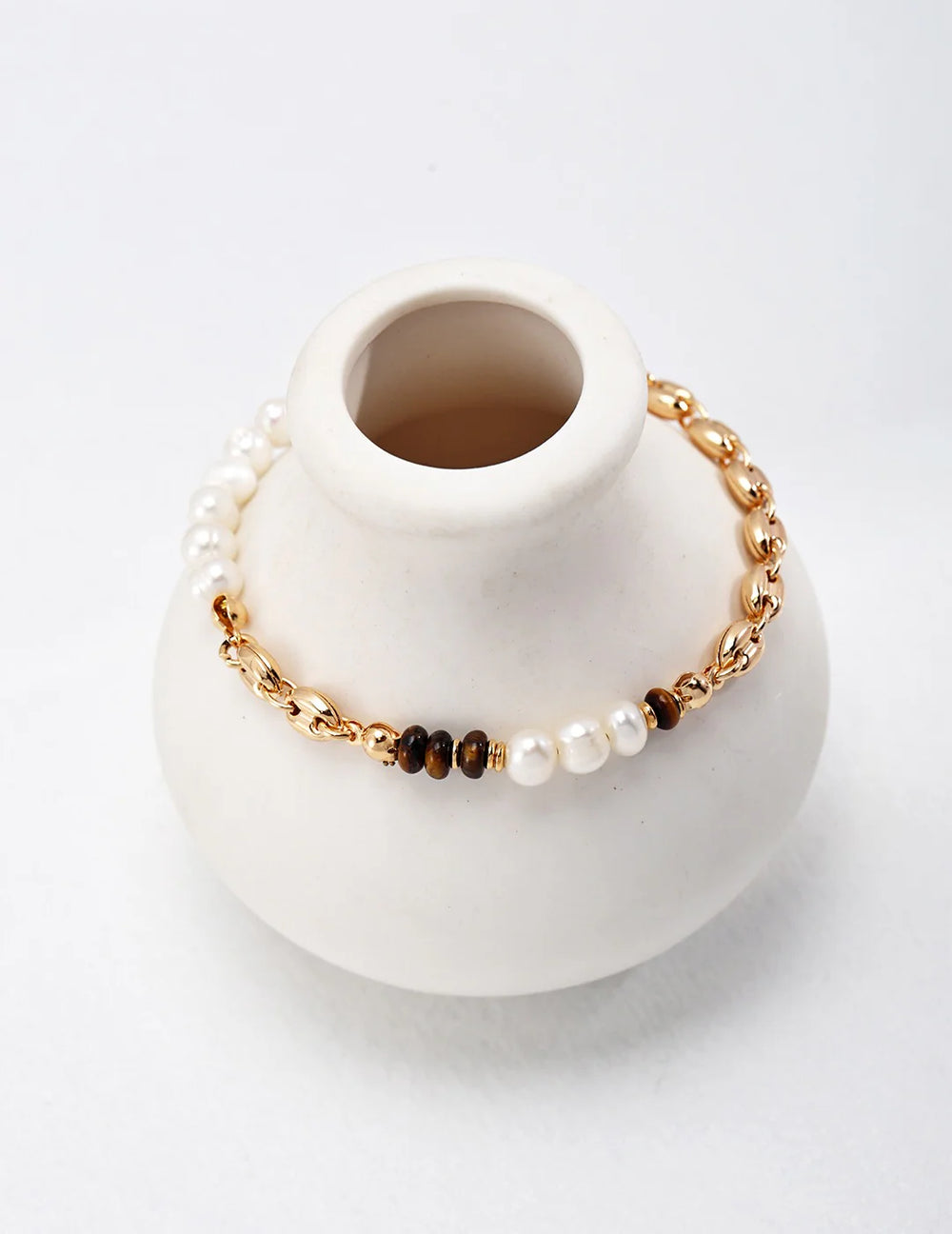 Natural Tiger with Freshwater Pearl Bracelet
