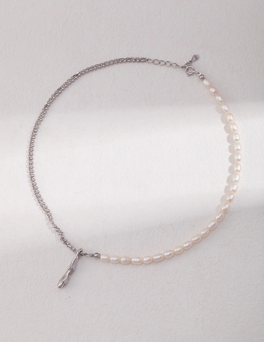 Half Pearl Half Chain Necklace