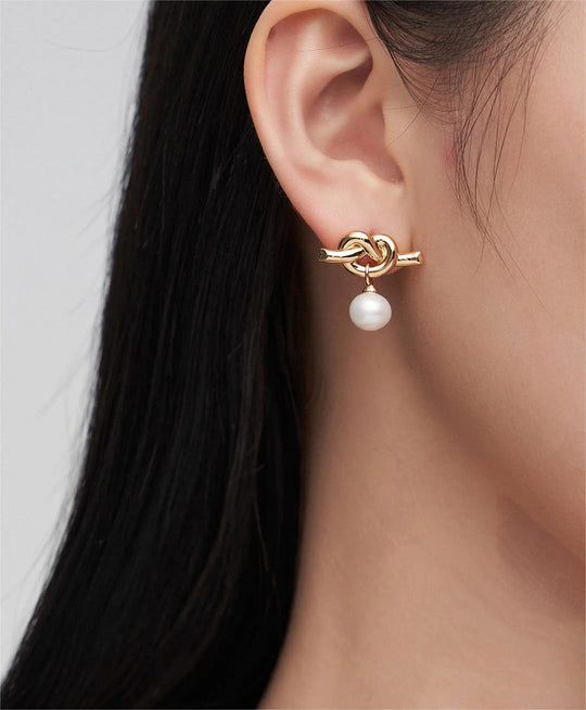 Knot Design Pearl Earrings