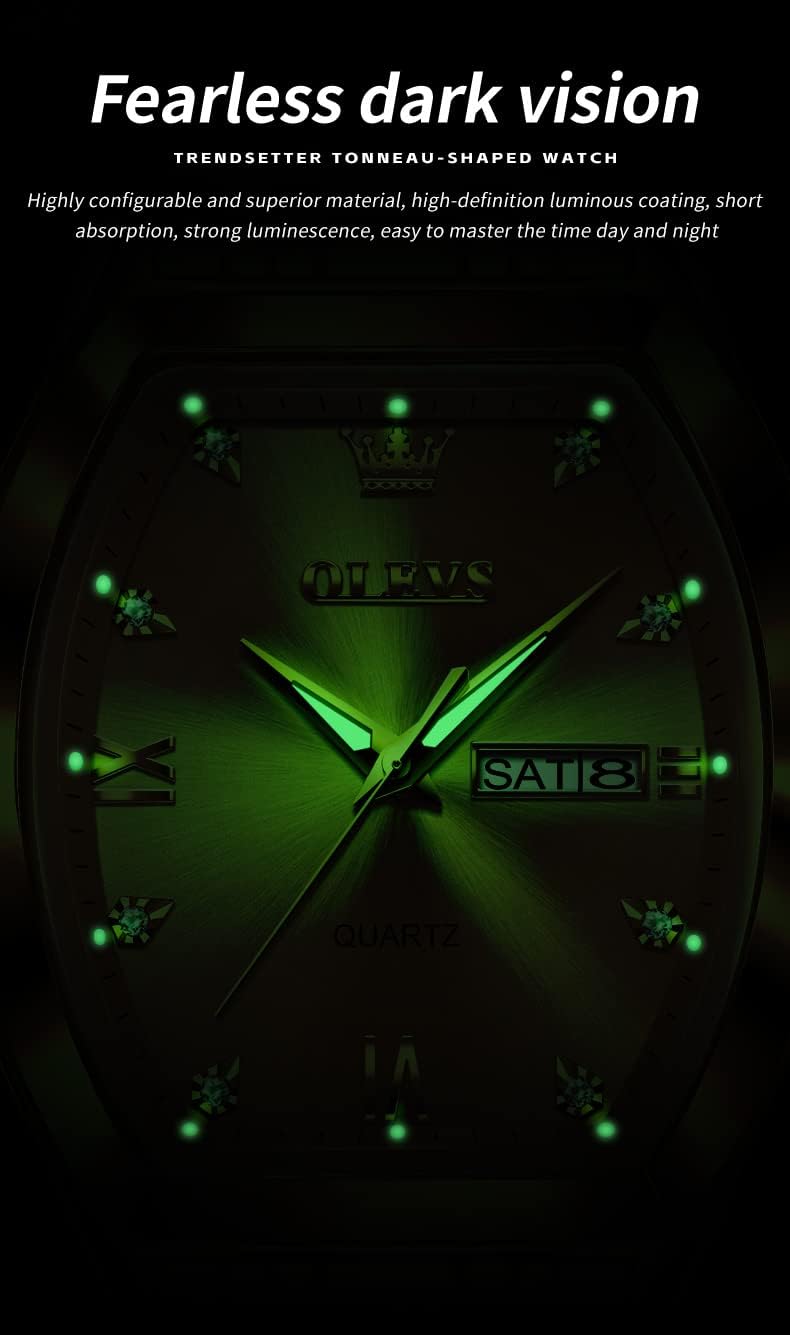 Men Watches Square Business Dress Diamond Analog Quartz Date Luxury Watch for Men Casual Stainless Steel Waterproof Luminous Two Tone Wrist Watch