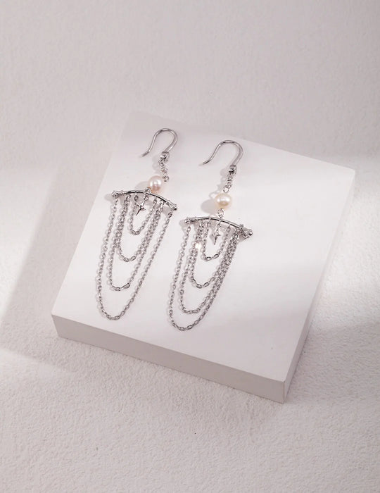 Chain Tassel Pearl Earrings