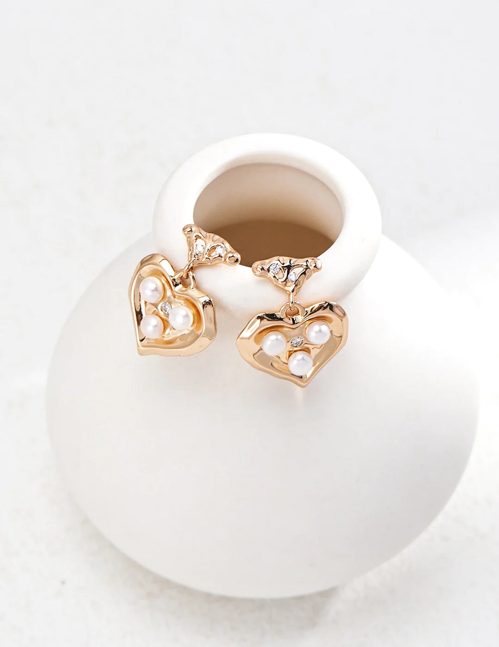 Heart Freshwater Pearl Dangle Earrings
