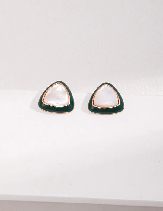 Green Drip Glaze Shell Stud