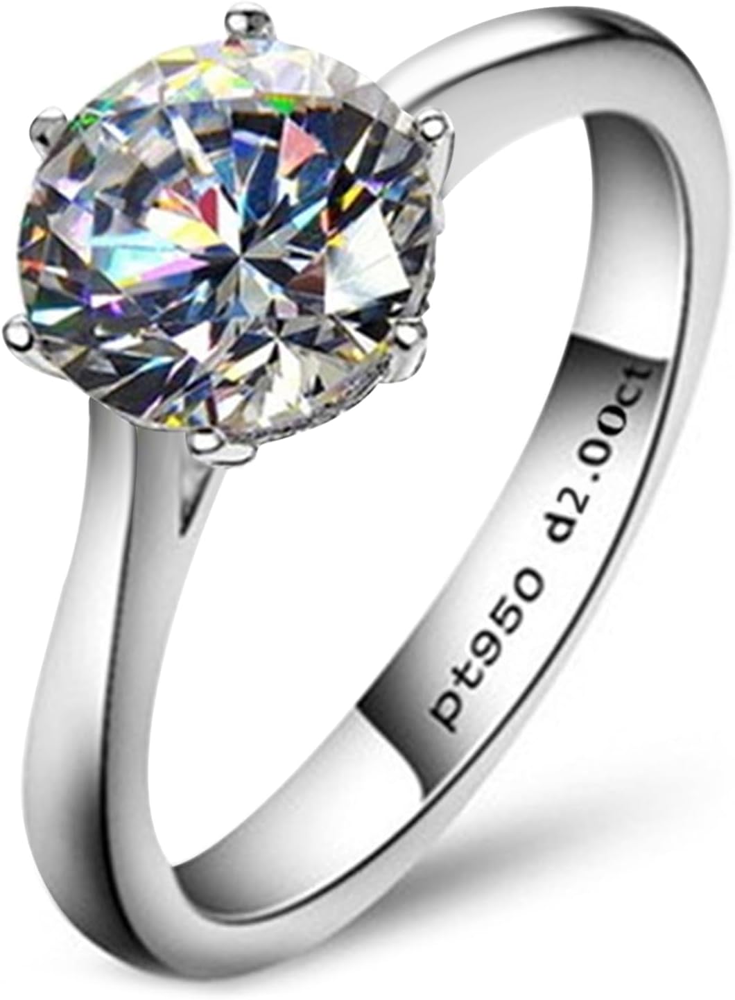 1/2/3/4 Carat Moissanite Engagement Rings for Women, 925 Sterling Silver Solitaire round Cut (10Mm) Diamond Wedding Band D-E Color Grade Gift for Wedding Anniversary