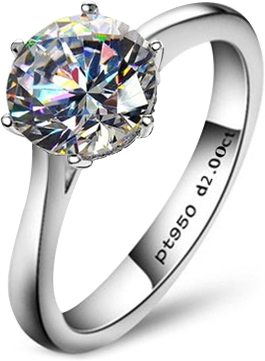 1/2/3/4 Carat Moissanite Engagement Rings for Women, 925 Sterling Silver Solitaire round Cut (10Mm) Diamond Wedding Band D-E Color Grade Gift for Wedding Anniversary