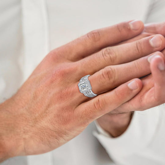 4CT Moissanite and 925 Sterling Silver Men's Ring
