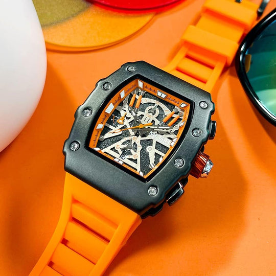 MEGIR Military Sport Silicone Strap Quartz Watch Men Fashion Luminous Tonneau Dial Chronograph Wristwatch with Date