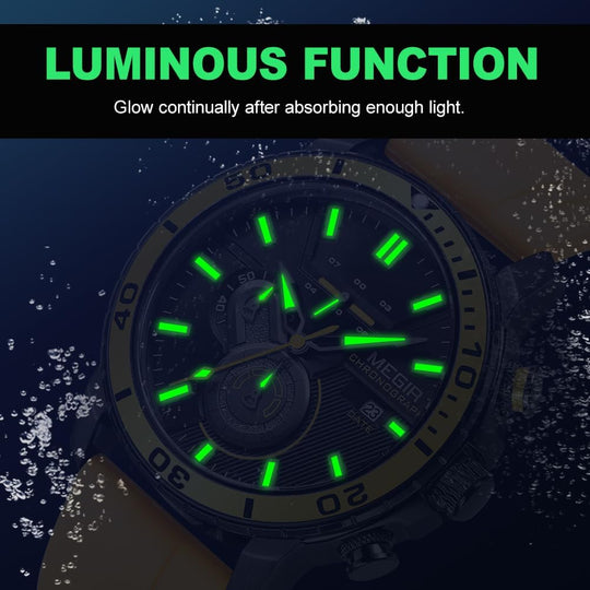 Men'S Sport Watch Analogue Quartz Chronograph Military Luminous Wrist Watch with Silicone Strap 2224G