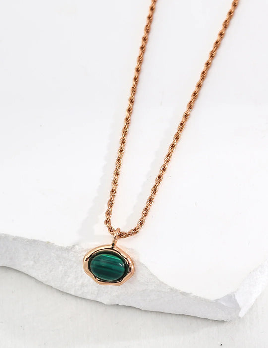 Natural Tiger'S Eye / Malachite Stone Necklace
