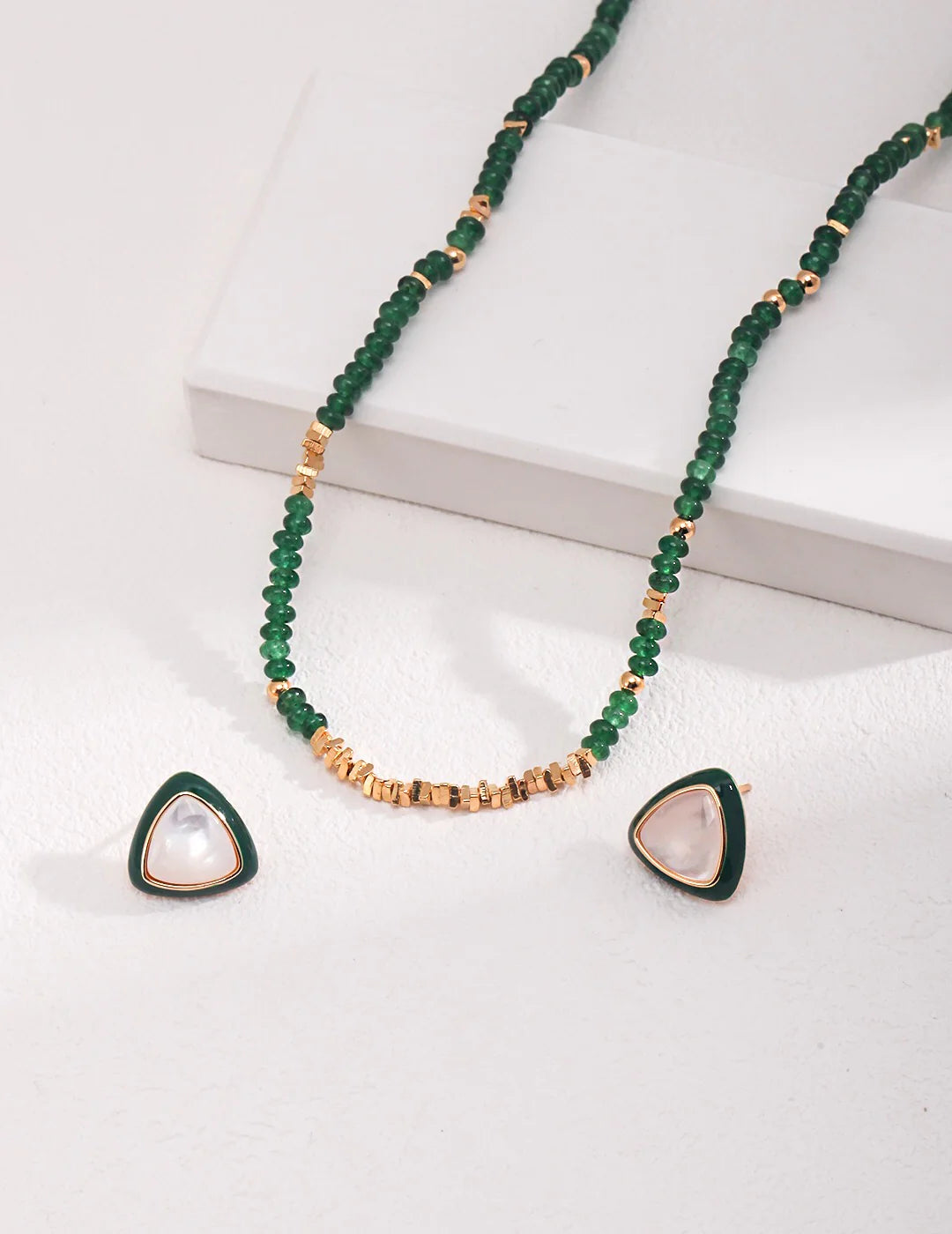 Green Drip Glaze Shell Stud