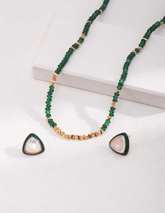 Green Drip Glaze Shell Stud