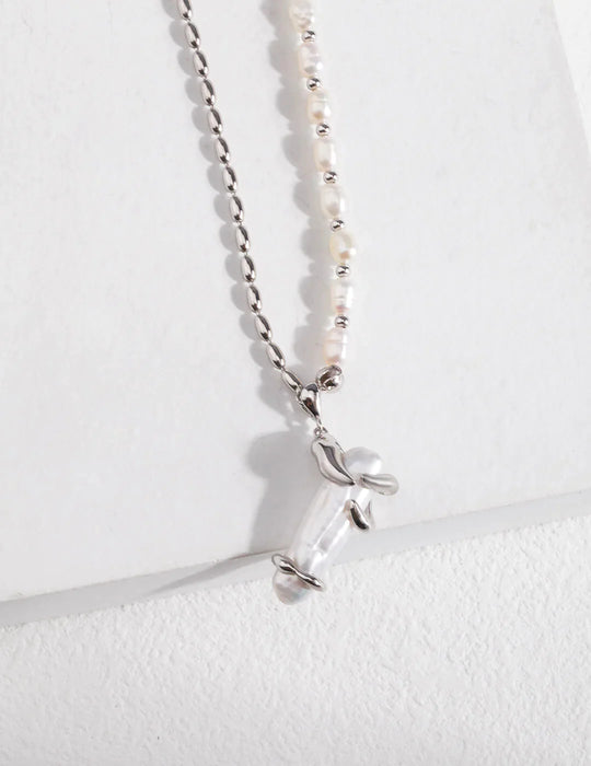 Pillar Long Pendant Pearl Necklace
