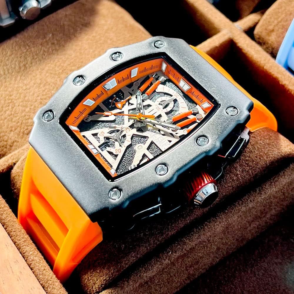 MEGIR Military Sport Silicone Strap Quartz Watch Men Fashion Luminous Tonneau Dial Chronograph Wristwatch with Date