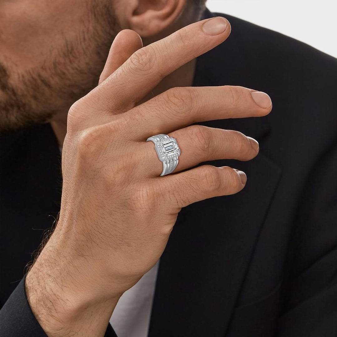 4CT Moissanite and 925 Sterling Silver Men's Ring