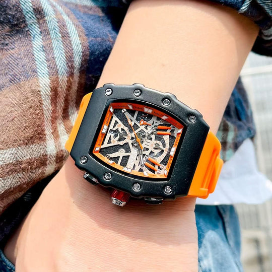MEGIR Military Sport Silicone Strap Quartz Watch Men Fashion Luminous Tonneau Dial Chronograph Wristwatch with Date