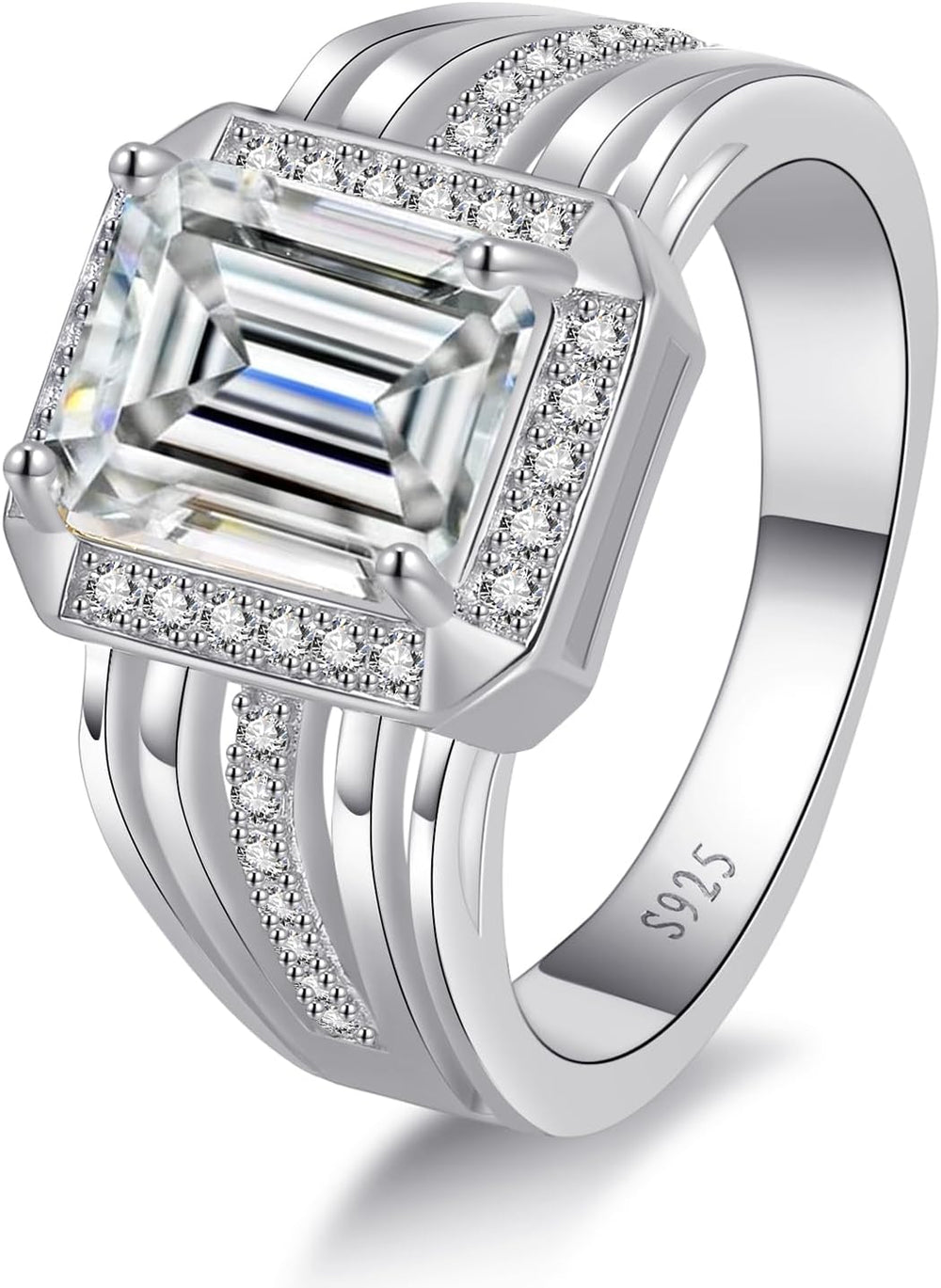 4CT Moissanite and 925 Sterling Silver Men's Ring