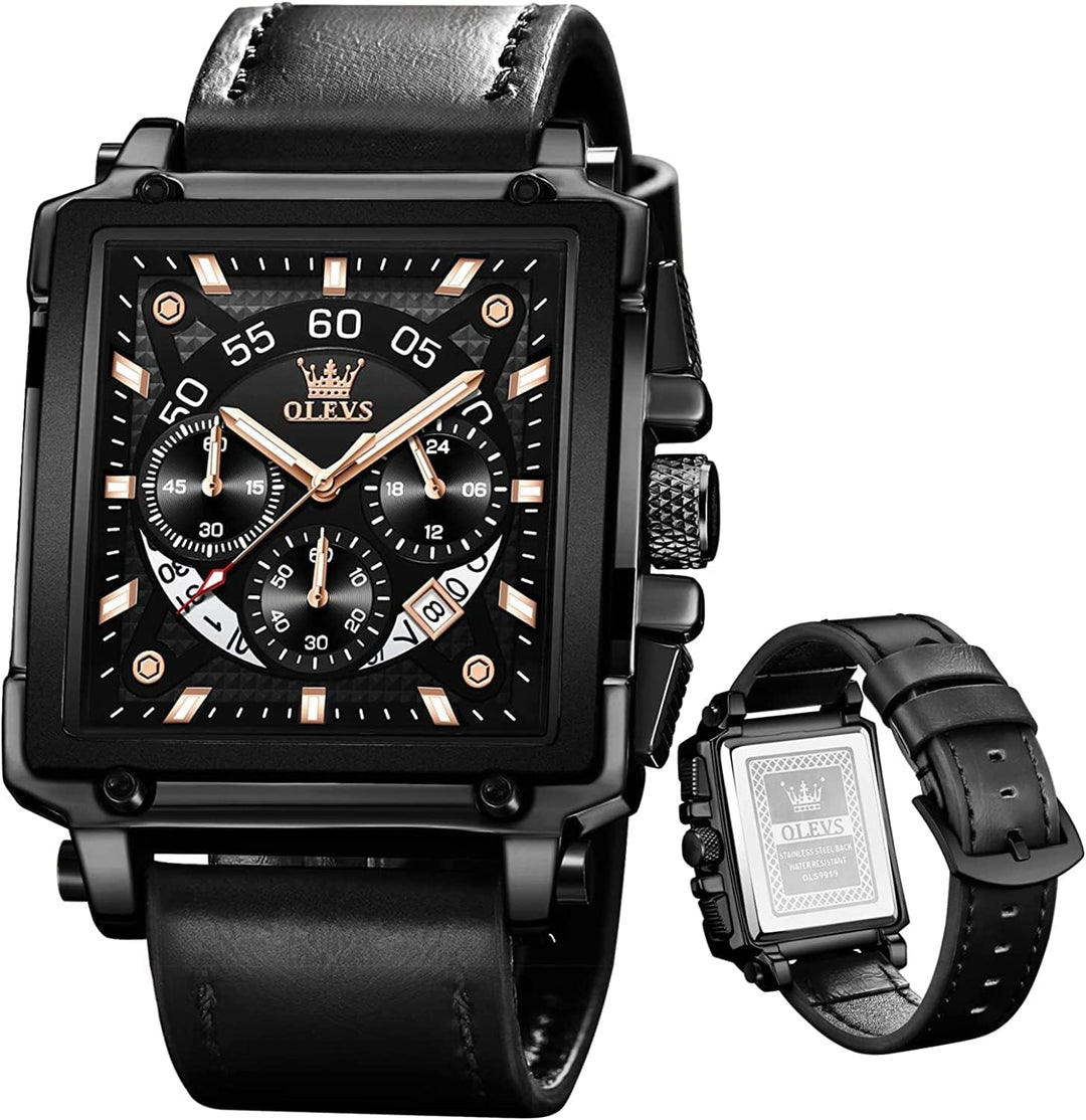Watches for Men Quartz Chronograph Leather Fashion Dress Watch Date Waterproof Luminous Casual Square Business Wrist Watches …