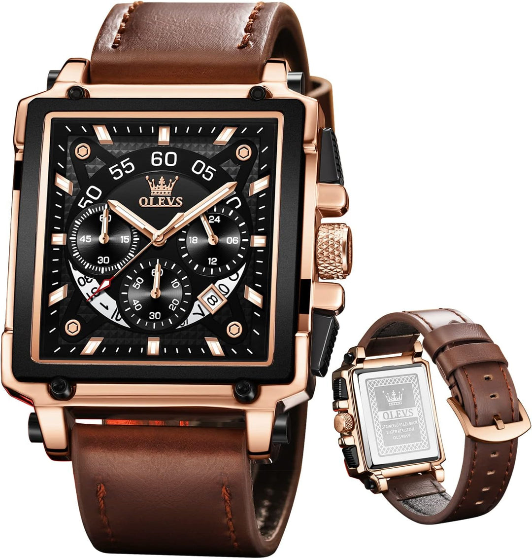 Watches for Men Quartz Chronograph Leather Fashion Dress Watch Date Waterproof Luminous Casual Square Business Wrist Watches …