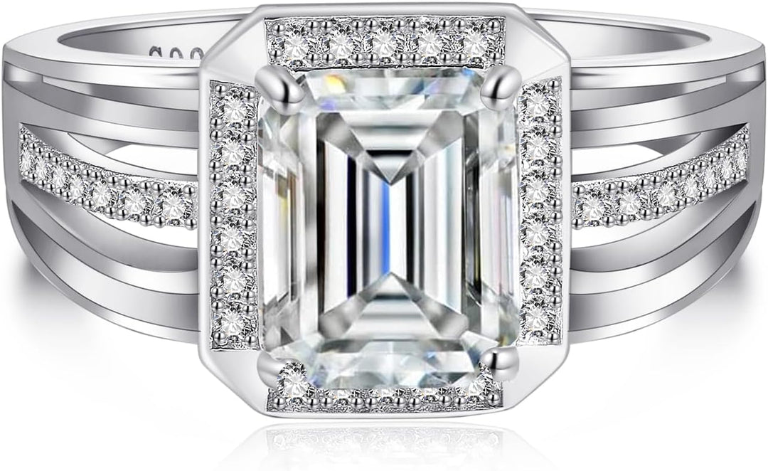 4CT Moissanite and 925 Sterling Silver Men's Ring