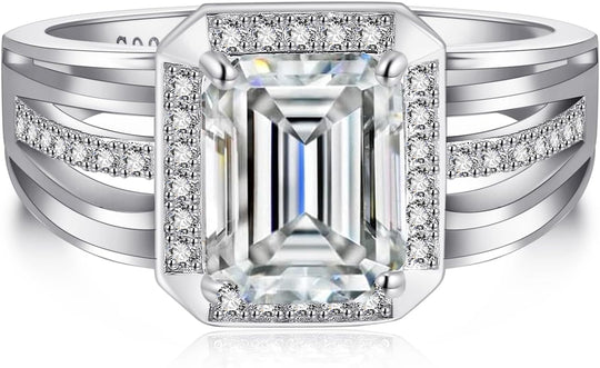 4CT Moissanite and 925 Sterling Silver Men's Ring