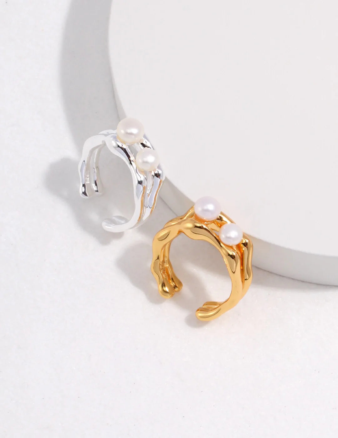 Double Layer Open Pearl Ring