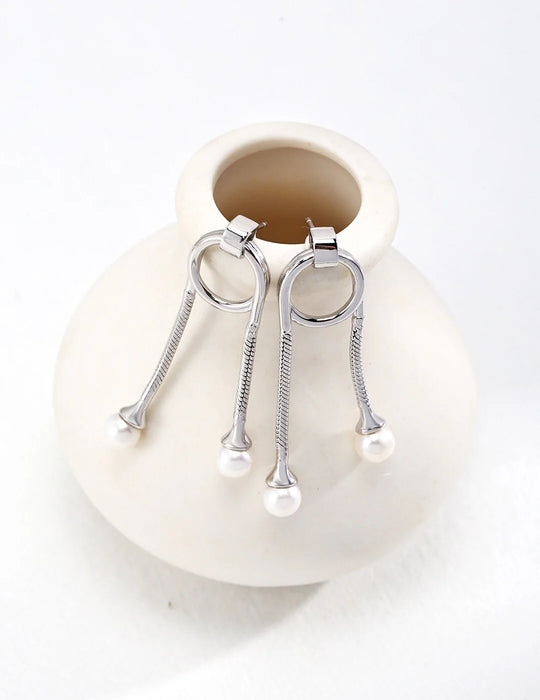 Unique Style Two Pearls Earrings