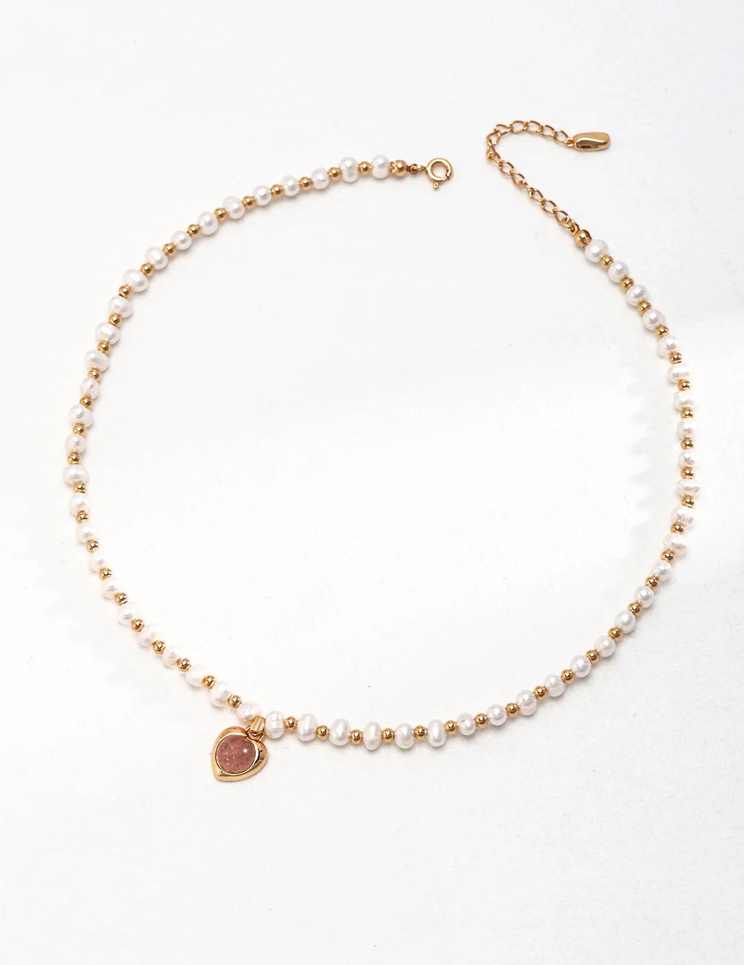 Natural Pink Strawberry Crystal Pearl Necklace