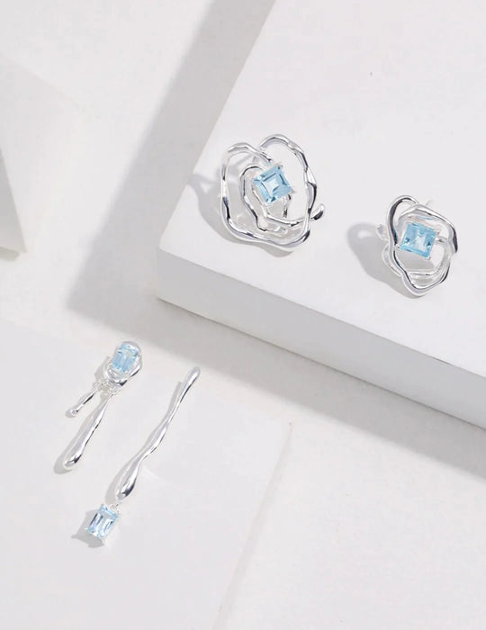 Blue Topaz Drop Earrings