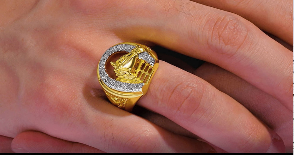 Mens Rings Gold Plated Silver Designer Lucky Horseshoe Ring with Genuine Diamond Rings for Men Men'S Rings Silver Rings Sizes 6,7,8,9,10,11,12,13 Mens Jewelry
