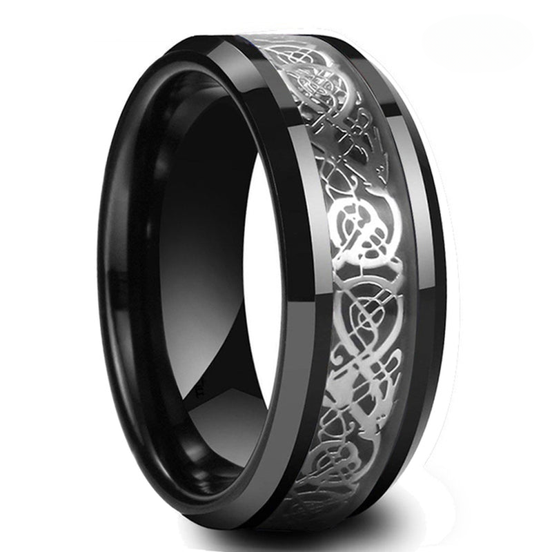 Men's Stainless Steel Dragon Inlay Ring