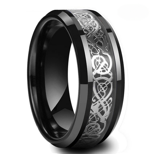 Men's Stainless Steel Dragon Inlay Ring