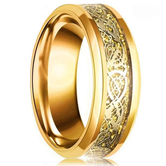 Men's Stainless Steel Dragon Inlay Ring