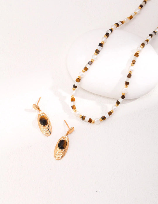 Antique Style Tiger Eye Drop Earrings