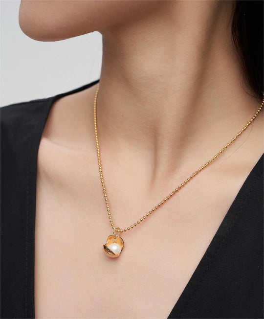 Open Ball Pearl Bead Necklace
