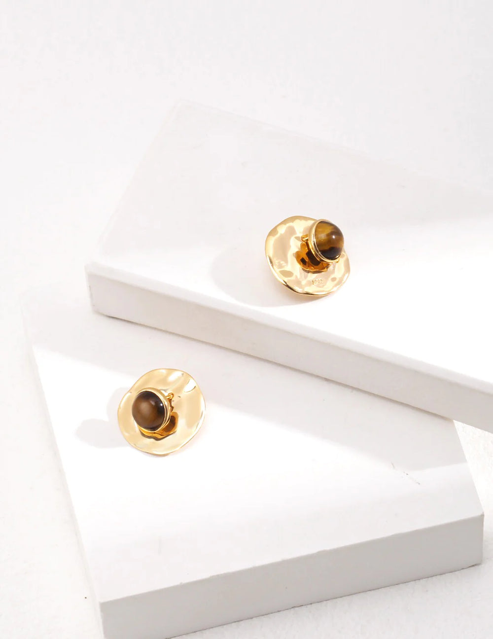 Round Removable Tiger Eye Earrings