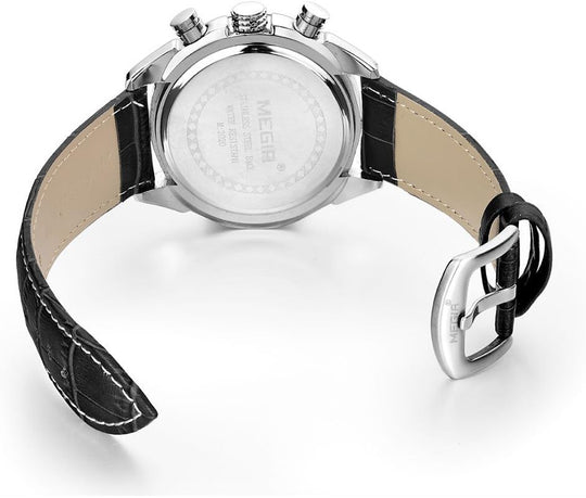 Chronograph Quartz Watch for Men Fashion Sports Leather Strap Wristwatch Waterproof Analog Watches with Luminous Hands