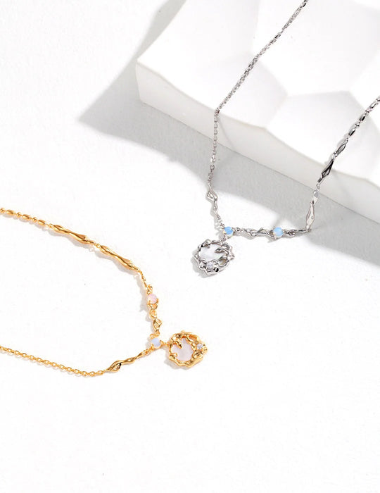 Opal Moon with Mother of Pearl Pendant Necklace
