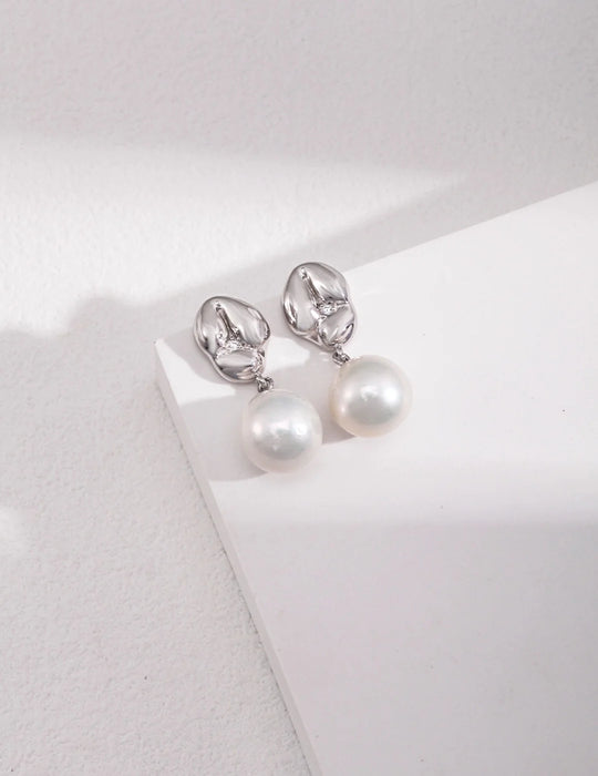 Natural Pearl Zircon Drop Earrings