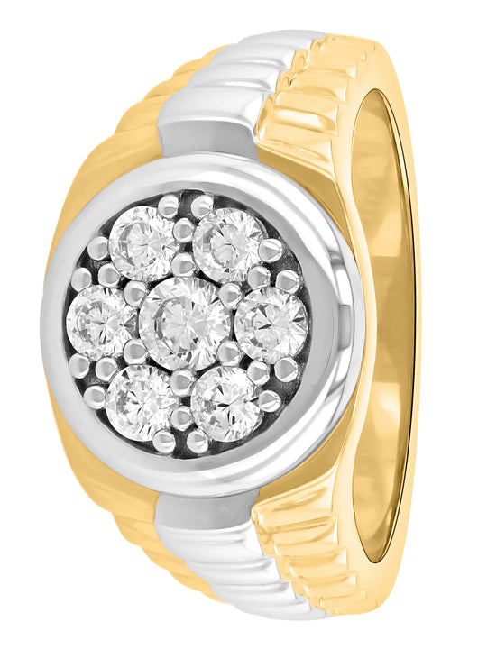 Men'S 15Mm 14K Gold Plated CZ Sterling Silver - Cluster Ring, Size 10.5
