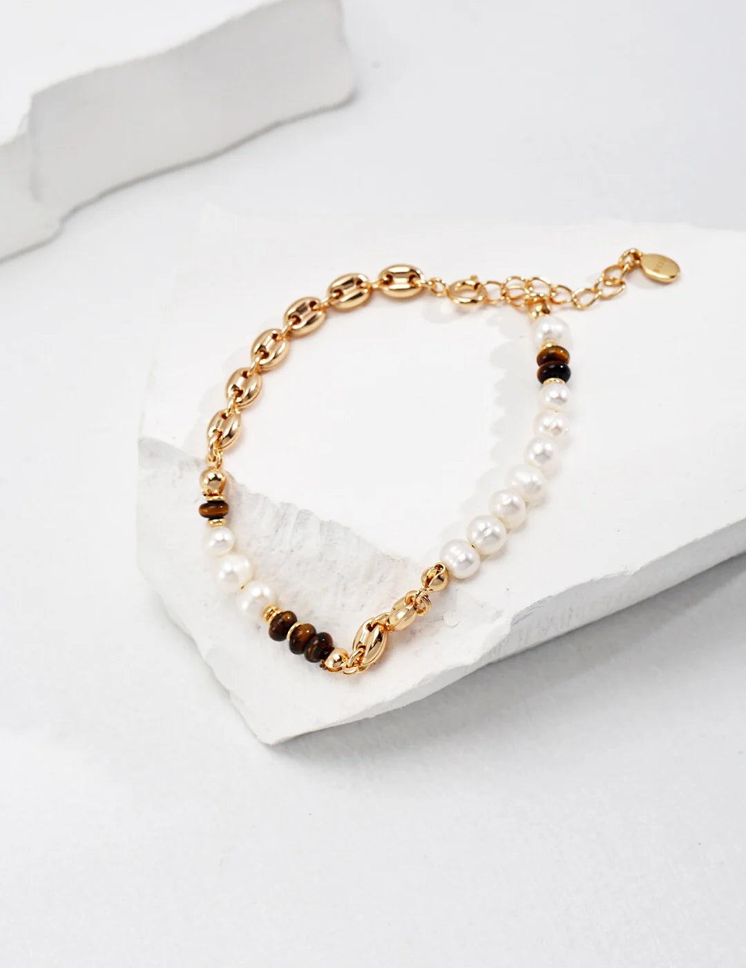 Natural Tiger with Freshwater Pearl Bracelet
