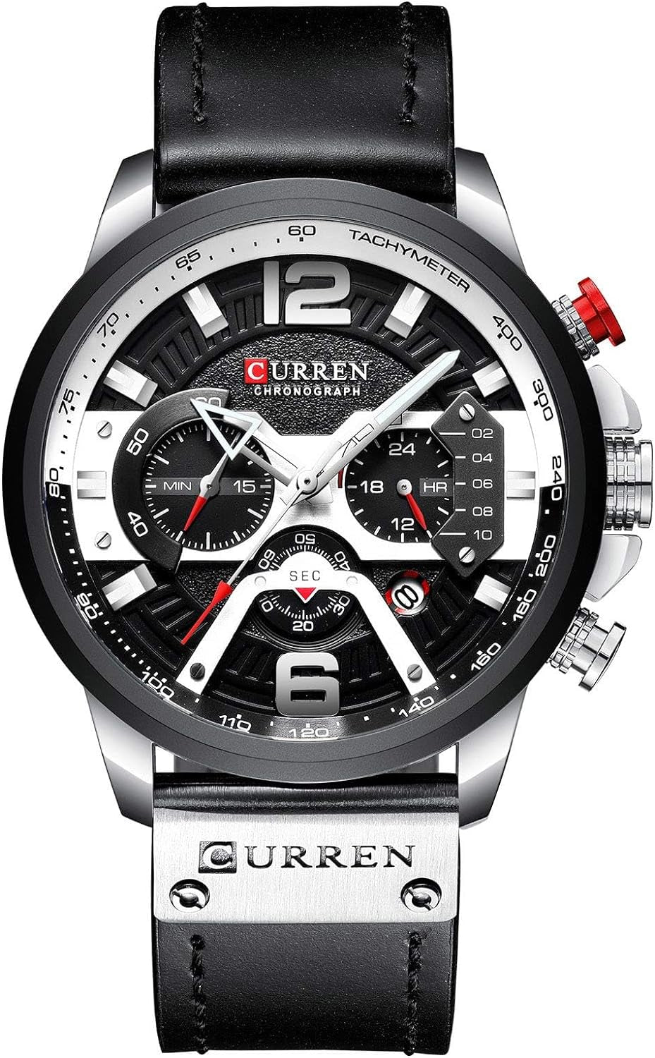CURREN Mens Luxury Watches Business Chronograph Dress Waterproof Leather Strap Analog Quartz Wrist Watch