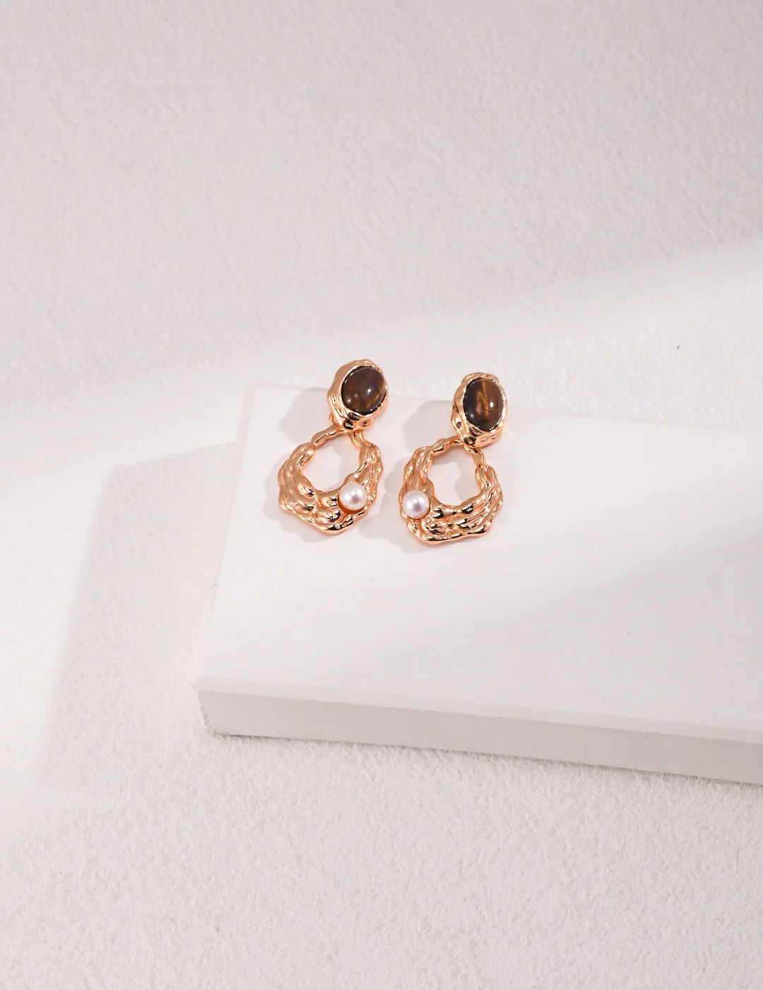 Natural Tiger Eye Pearl Earrings