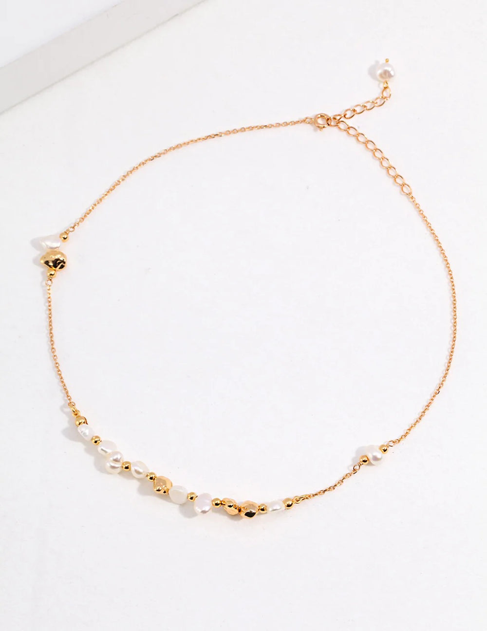 Baroque Pearl and Irregular Gold Ball Necklace