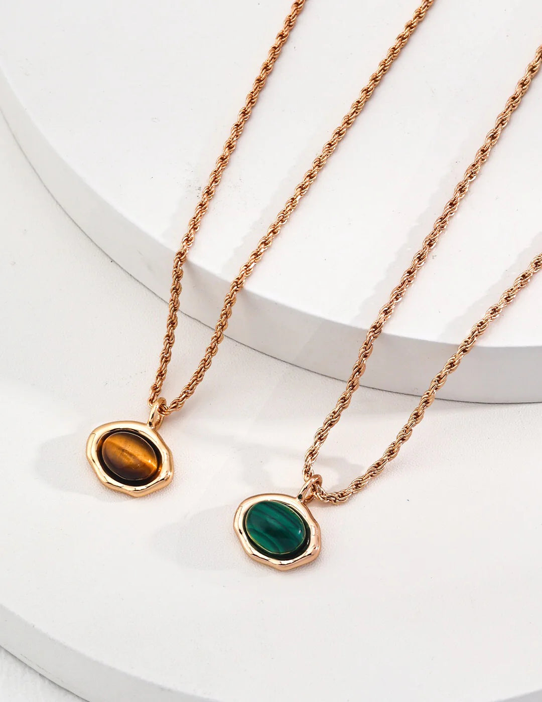Natural Tiger'S Eye / Malachite Stone Necklace