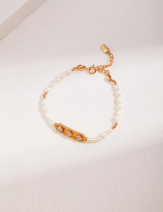 Flower Zircon Natural Pearl Bracelet